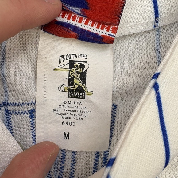 Vintage Chicago Cubs Jersey Boys Medium White Striped Button Kosuke Fukudome #1 - Picture 6 of 12